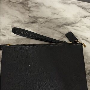 Elegant Black Leather Wristlet coach